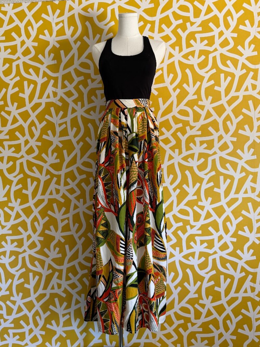 High Waisted Mid-Century Inspired Jungle Super Wide Leg Palazzo Pants - Small